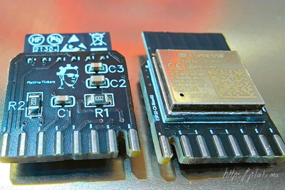 A close up view of the completed prototype boards with components attached